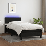 VidaXL Letto a Molle con Materasso e LED Nero 90x200 cm in Tessuto