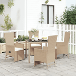 Set da Pranzo da Giardino 5 pz con Cuscini Beige in Polyrattan