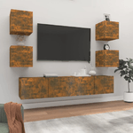 Set di Mobili Porta TV 6 pz Rovere Fumo in Legno Ingegnerizzato