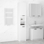 Armadietto da Bagno Bianco 32x34x188,5 cm in Legno Ingegnerizzato