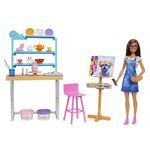 Mattel Barbie Relax and Create Atelier - Playset con Bambola e Plastilina per Vasi e Pittura - 25+ Accessori