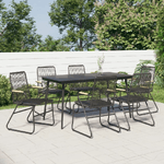 Set da Pranzo da Giardino 7 pz Nero in Rattan PVC