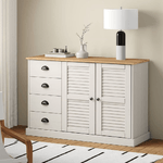 vidaXL Credenza Cassetti VIGO 113x40x75 cm Legno Massello Pino Bianco