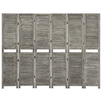 vidaXL Divisorio a 6 Pannelli Grigio 214x166 cm in Legno Massello