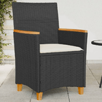 vidaXL Sedie Giardino con Cuscini 2pz Nere Polyrattan e Legno Massello