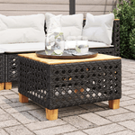 vidaXL Tavolo da Giardino Nero 55x55x36cm in Polyrattan e Legno Acacia