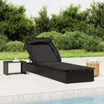 vidaXL Lettino con Tetto Pieghevole Nero 213x63x97 cm Polyrattan