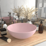 vidaXL Lavandino da Bagno in Ceramica Rosa Opaco Rotondo