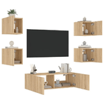 vidaXL Mobili TV a Muro 5pz con Luci LED Rovere Sonoma