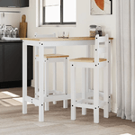 vidaXL Set da Bar 3 pz Bianco in Legno Massello di Pino