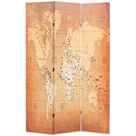 Paravento Pieghevole 120x170 cm Stampa Mappa del Mondo Giallo