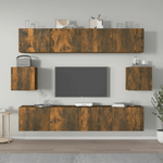 Set di Mobili Porta TV 6 pz Rovere Fumo in Legno Ingegnerizzato