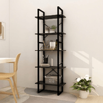 vidaXL Libreria a 5 Ripiani Nera 60x30x175 cm in Legno di Pino