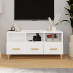 Mobile Porta TV Bianco Lucido 102x36x50 cm in Legno ingegnerizzato