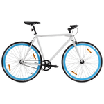 vidaXL Bicicletta a Scatto Fisso Bianca e Blu 700c 59 cm