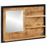 vidaXL Specchio con Ripiani 80x8x55 cm Vetro e Legno Massello di Mango