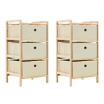 Armadietti 2 pz con 6 Cesti in Tessuto e Legno di Cedro Beige