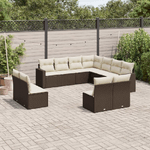 vidaXL Set Divani da Giardino 11 pz con Cuscini Polyrattan Marrone