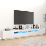 vidaXL Mobile Porta TV con Luci LED Bianco Lucido 260x35x40 cm