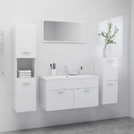 vidaXL Set Mobili da Bagno Bianco Lucido in Truciolato