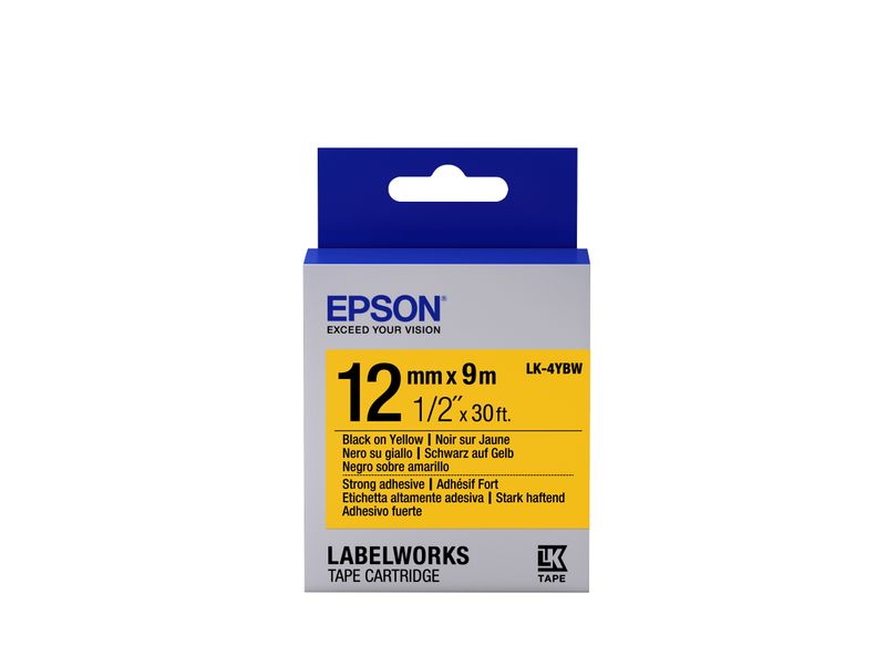 Epson-Nastro-fondo-Pastello-Giallo-per-testo-Nero-altamente-adesivo-12-9-LK-4YBW