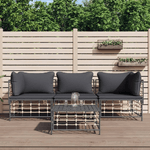 Set Divani da Giardino 4 pz con Cuscini Antracite in Polyrattan