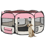 vidaXL Box per Cani Pieghevole con Borsa Trasporto Rosa 145x145x61 cm