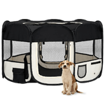 vidaXL Box per Cani Pieghevole con Borsa Trasporto Nero 145x145x61 cm