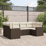 vidaXL Set Divano da Giardino 6 pz con Cuscini Marrone in Polyrattan