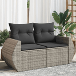 vidaXL Divano da Giardino con Cuscini 2 Posti Grigio in Polyrattan