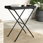 vidaXL Tavolino Vassoio Pieghevole Nero 65x40x75 cm in Polyrattan