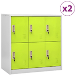 vidaXL Armadietti Chiavi 2pz Grigio Chiaro Verde 90x45x92,5cm Acciaio