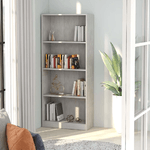 vidaXL Libreria a 4 Ripiani Grigio Cemento 60x24x142 cm in Truciolato