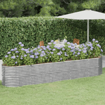 vidaXL Letto Giardino Acciaio Verniciato a Polvere 368x80x68cm Argento