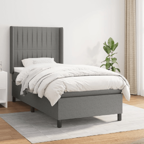 VidaXL Giroletto a Molle con Materasso Grigio Scuro 90x200 cm Tessuto