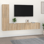 Set di Mobili Porta TV 4 pz Rovere Sonoma in Legno Ingegnerizzato