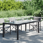 vidaXL Tavolo Giardino Nero 190x90x75 cm Vetro Temperato e Polyrattan