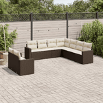 vidaXL Set Divani da Giardino 9pz con Cuscini Marrone in Polyrattan