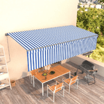 vidaXL Tenda Sole Retrattile Automatica con Parasole 6x3 m Blu Bianca