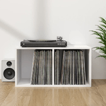 vidaXL Contenitore per Vinili Bianco 71x34x36 cm in Legno Multistrato