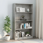 vidaXL Libreria a 4 Ripiani Grigio Cemento 80x24x142 cm in Truciolato