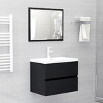 Set Mobili da Bagno 2 pz Nero in Truciolato