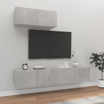 vidaXL Set di Mobili Porta TV 3 pz Grigio Cemento in Legno ingegnerizzato