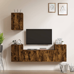 Set di Mobili Porta TV 5 pz Rovere Fumo in Legno ingegnerizzato