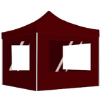 vidaXL Gazebo Pieghevole in Alluminio con Pareti 3x3 m Rosso Vino