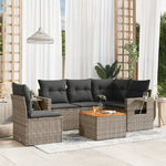 vidaXL Set Divano da Giardino 6 pz con Cuscini Grigio in Polyrattan