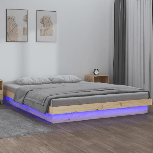 VidaXL Giroletto con LED 160x200 cm in Legno Massello