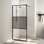 Parete per Doccia Walk-in Vetro Trasparente ESG 100x195cm Nera