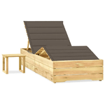 vidaXL Lettino da Giardino con Tavolino Cuscino Legno Pino Impregnato