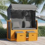 vidaXL Strandkorb Cuscino Polyrattan e Legno Massello Nero e Antracite